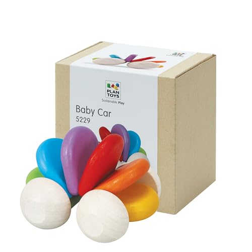 PlanToys Voiture Bébé en Bois - Jouet Écologique en Bois