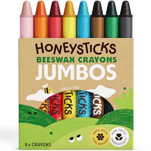 Honeysticks Boîte de 8 crayons fins 100% en pure cire