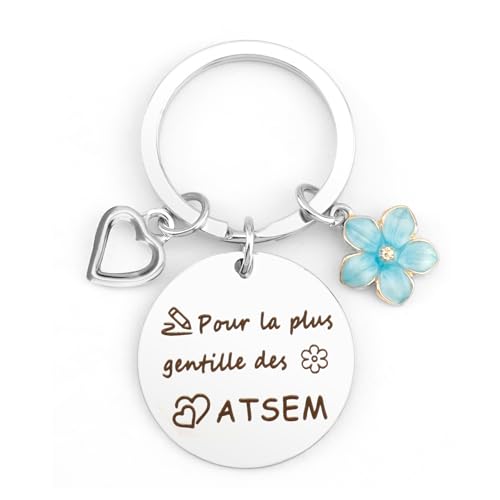 Tamnioa Cadeau Atsem Noël Porte Clef Atsem Maternelle Cadeau Merci