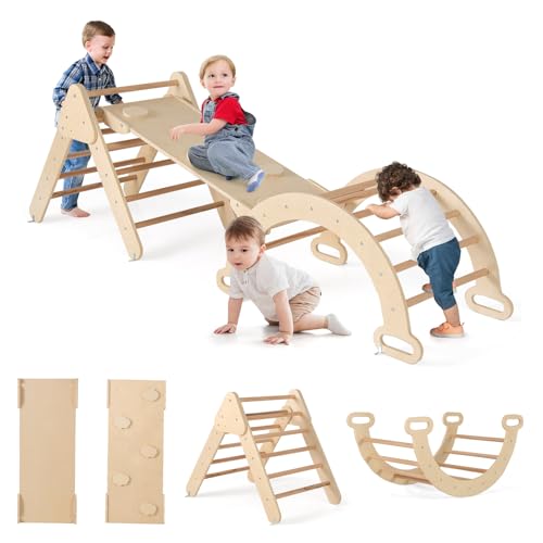 GOPLUS 7 en 1 Triangle Arche Montessori, Arche d'escalade Enfants