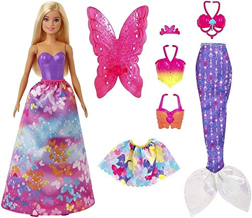 Barbie Dreamtopia poupée Papillons coffret 3-en-1 blonde avec trois tenues