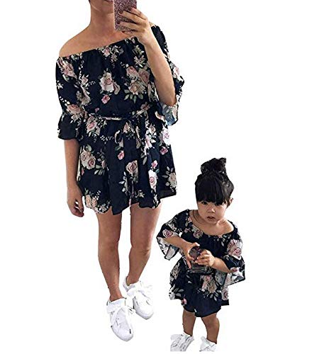 Loalirando Robe Florale Mère et Fille Eté à Manches Courtes