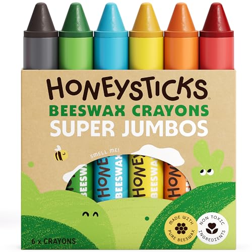 Honeysticks Crayons Super Jumbo (6 unités) - 100% cire d'abeille,