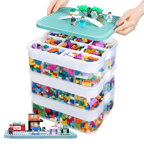 alouweekuky Boite Rangement Plastique pour Lego Briques, 3 Couches Boite