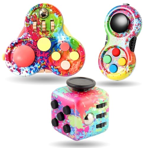 Steemjoey 3Pcs Fidget Toy Cube Anti Stress Jouet, Fidget Pad,