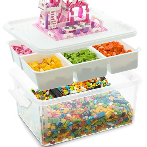 Citylife 16L Boîte de rangement, Boîte à jouets, Transparent, Couvercle