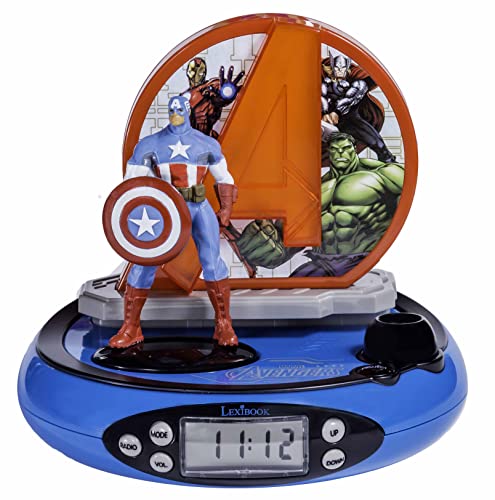 Lexibook Marvel Avengers Iron Man Radio réveil projecteur, Veilleuse intégrée,