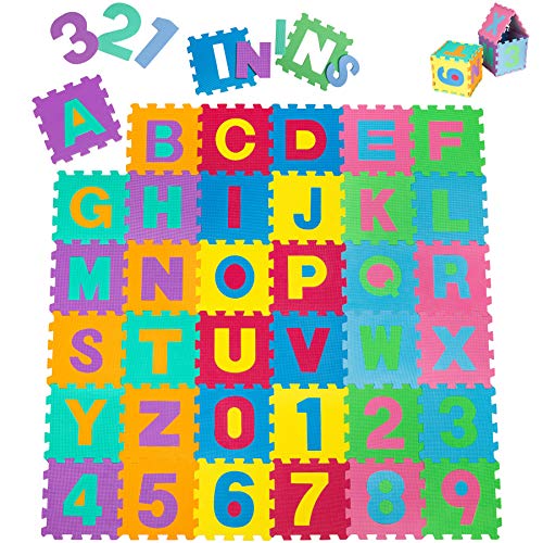 TecTake Tapis de Jeu Puzzle Mousse Souple Alphabets & Chiffres