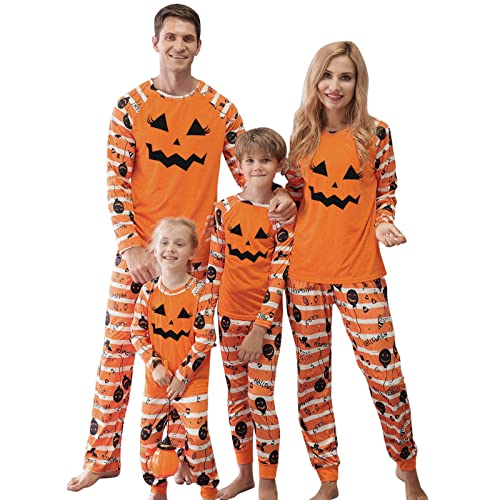 Générique Hommes Papa Halloween Pyjamas Citrouille à Manches Longues Pyjamas