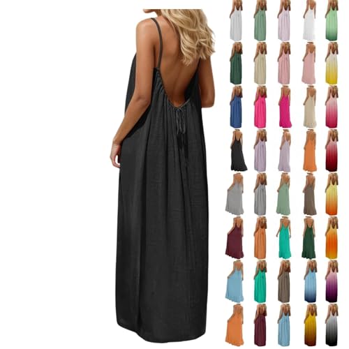 Générique Backless Lounge Dress - Casual Sleeveless Cami House Dress