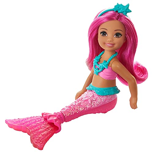 Barbie Dreamtopia Chelsea Mermaid Doll, 6.5-inch with Pink Hair and