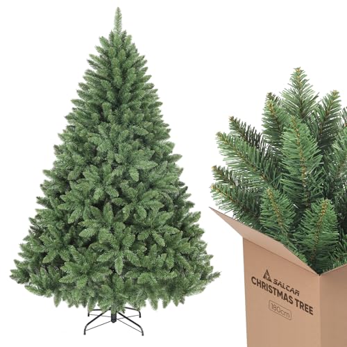 SALCAR Sapin de Noël Artificiel de 180 cm, Aspect réaliste,