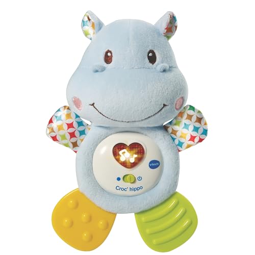 VTech - Croc' Hippo Bleu, Peluche Bébé Interactive et Apaisante,