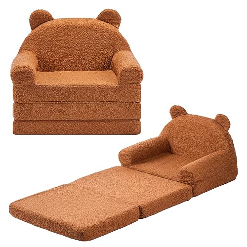 VEVOR Fauteuil pour Enfants Convertible 2-en-1, Canapé-lit Pliable et Moelleux,