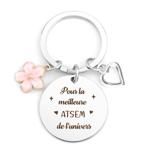 Cadeau Atsem et Maîtresse d'École - Porte-Clé Fin d'Année -