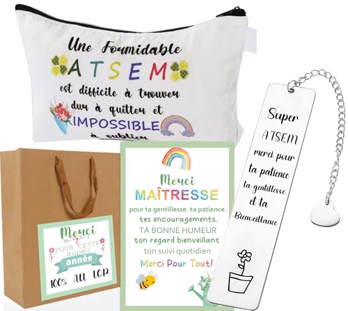 Pochette Cadeau Atsem+Marque Page Atsem Cadeau de Fin d'année -
