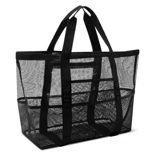Grand Sac de Plage XXL en Maille avec Fermeture Éclair,