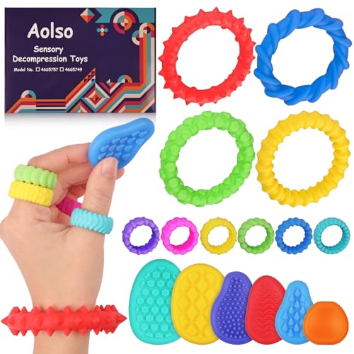Aolso Bracelets Anti Stress, 16 Jouets Sensoriels Fidegt Toys Extensibles