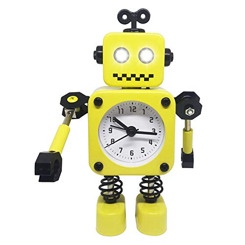 Diskary Réveil Robot, réveil Silencieux en Métal Inoxydable avec Yeux