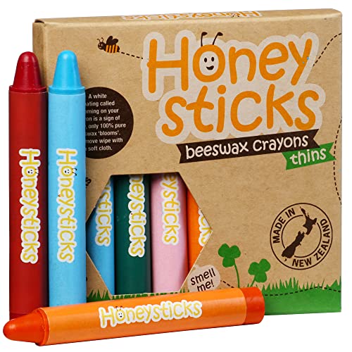 Honeysticks Boîte de 8 Crayons Fins 100% en Pure Cire