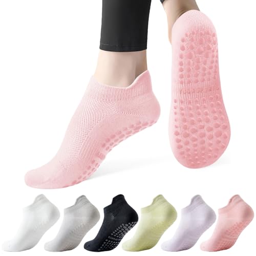 Dzpuhuojz 6 Paires Chaussettes Pilates Antidérapantes Femme 35-40,Yoga Chaussette Pilates