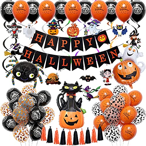 73 Pièces Halloween Ballons en Latex Happy Halloween Bannière Décoration