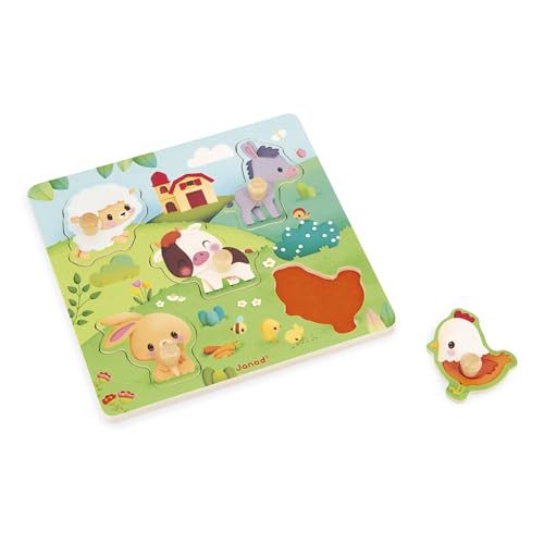 Janod - Puzzle Tactile en Bois 5 Pièces - Thème