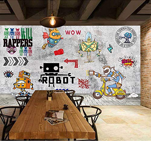 CQDSQN 3D Auto-adhésif PVC Papier peint Robot de dessin animé