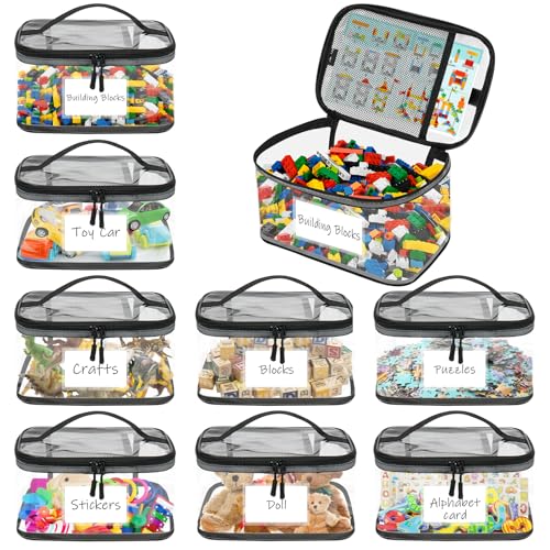 Lot de 8 Pochette Rangement Jouet Enfant, PVC Sac Rangement