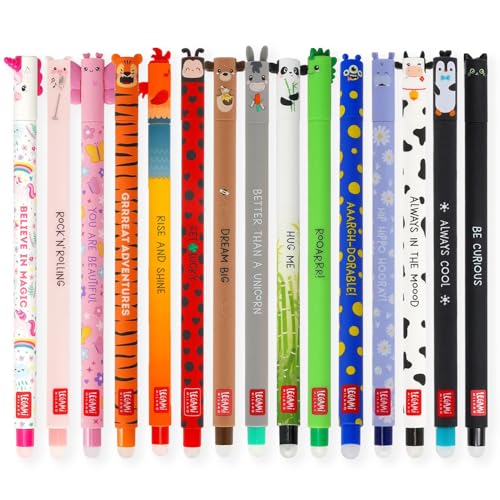 LEGAMI - Lot de 15 stylos gel effaçables avec encre