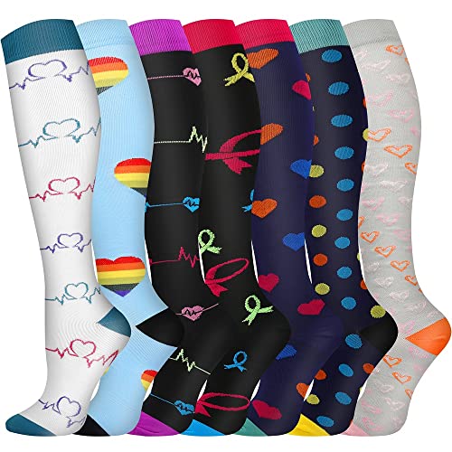 Pnosnesy Chaussettes de Compression, (2/4/6/7 paires) pour Hommes et Femmes
