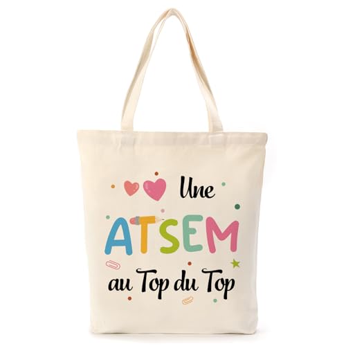Cadeau Atsem Tote Bag Cadeau Maitress D'école Cadeaux Maitre Nounou