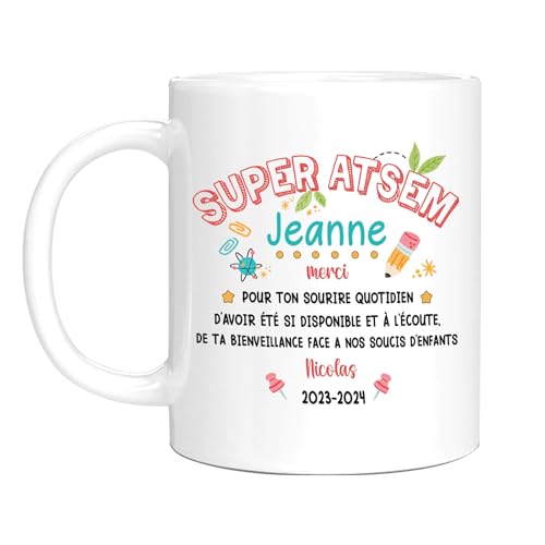 HALUMI Mug Personnalisé ATSEM - Tasse Originale Personnalisée Maitresse d'École