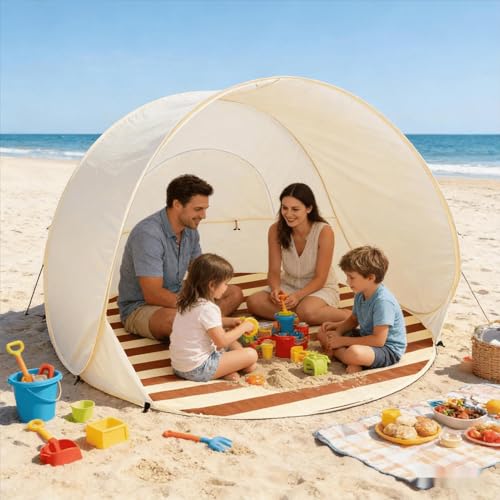 Tente De Plage Pop-up pour 3-4 Personnes, Abri De Plage