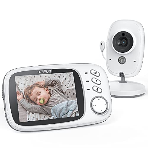 BOIFUN 3.2”Babyphone Camera, Camera Bebe 720P, Vision Nocturne, Communication Bidirectionnelle,