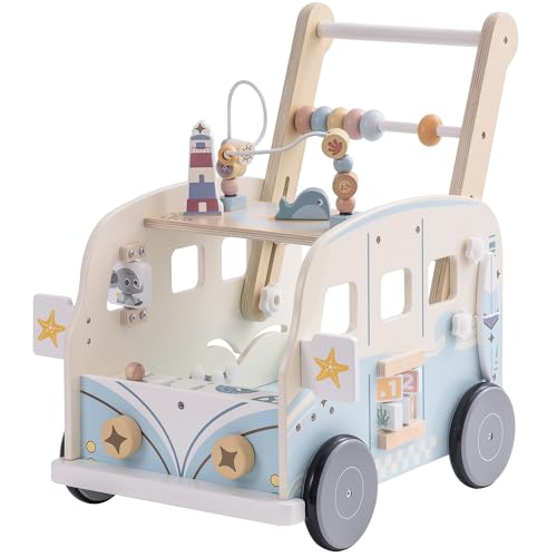 ROBUD Trotteur Bebe en Bois, Multifonction Chariot de Marche Bébé