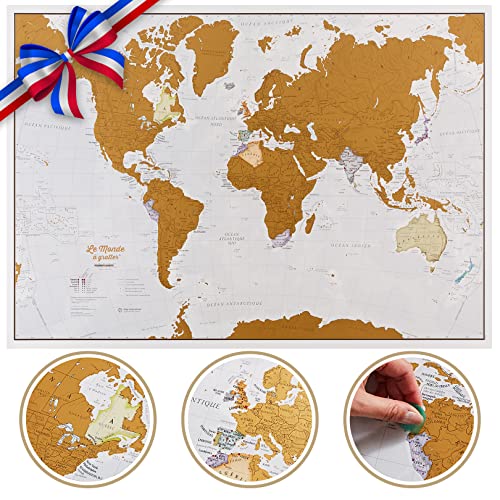 Carte du Monde à gratter en langue Française - Très