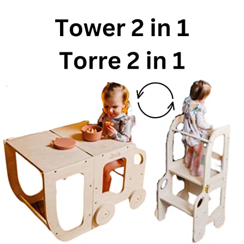 Tour d'apprentissage Montessori, Table et Chaise Convertibles