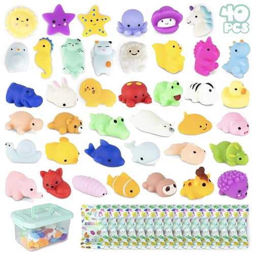 BONNYCO Mochi Squishy Kawaii Cadeau Anniversaire Enfants Invites, Pack 40