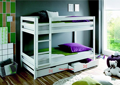 Lits superposés Kevin en pin massif Blanc 90 x 200