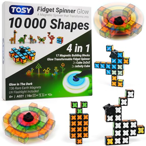 TOSY Magnet Fidget Spinner Glow - 16 Blocs, Jouet 3