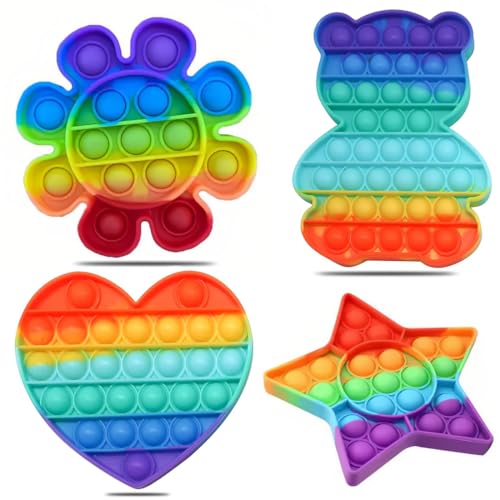 NJCXOLA 4 Packs Push and Pop Bubble Sensory Fidget Toy,