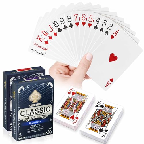 Wugauwor Carte Poker Plastique imperméables, 2 Jeux de 54 Cartes,