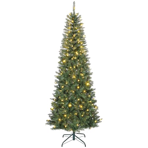 HOMCOM Sapin de Noël Artificiel 210 cm, Arbre de Noël
