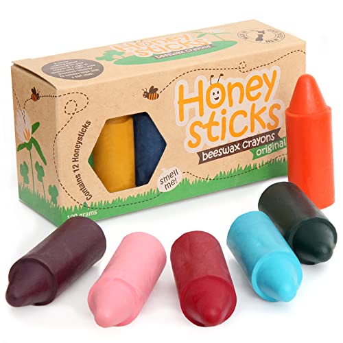 Honeysticks Boîte de 12 Gros Crayons 100% en Pure Cire