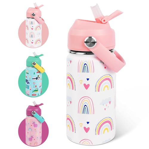 AMFUN Bouteille d'eau Isotherme pour Enfants, 350ML Gourde Isotherme pour