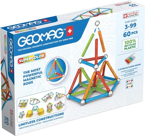 Geomag Supercolor 60 Pièces Jeu de Construction magnétique pour Enfants,