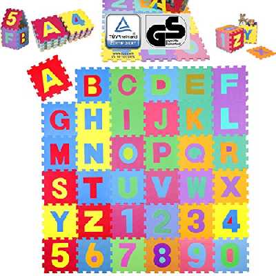 KIDUKU® Puzzle Tapis Mousse bébé, 86 pièces, Tapis de Jeu très résistant pour Enfants, Alphabets & Chiffres