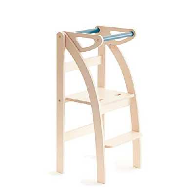 La Taue, Ettomio Tour d'observation Montessori qui se replie et se transforme en un tabouret ou une chaise. 100% fabriqué en Italie.
