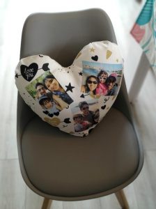 coussin personnalise photo en coeur